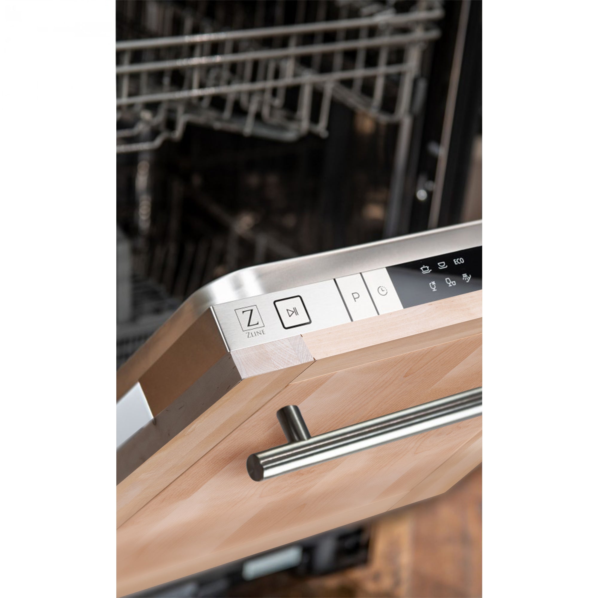 ZLINE 18 in. Compact Unfinished Top Control Dishwasher with Stainless Steel Tub and Modern Style Handle, 52dBa (DW-UF-18)