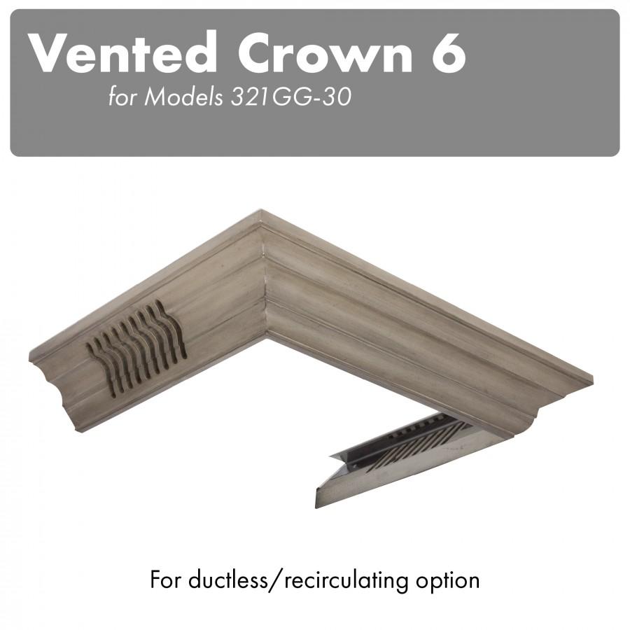 ZLINE Kitchen and Bath, ZLINE Vented Crown Molding Profile 6 For Wall Mount Range Hood (CM6V-300G), CM6V-300G,