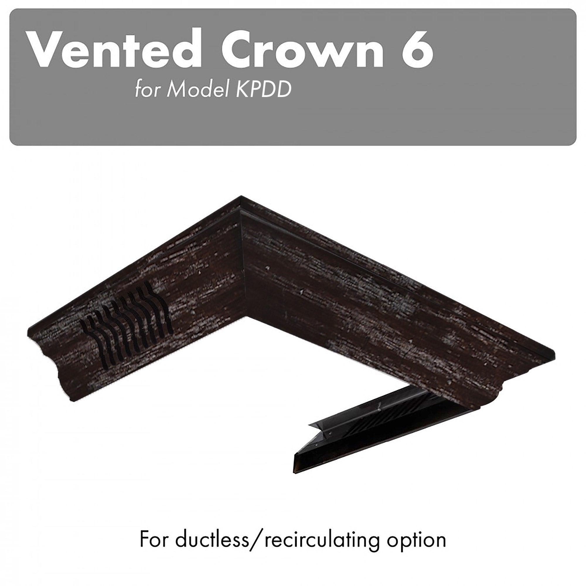 ZLINE Kitchen and Bath, ZLINE Vented Crown Molding Profile 6 for Wall Mount Range Hood (CM6V-KPDD), CM6V-KPDD,